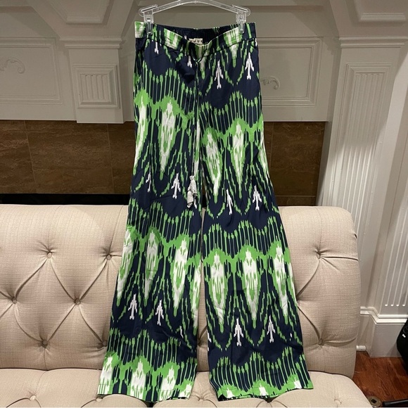 BJ:  Figue Theodora Pants Women XS Green Print Pockets Pull-on Elastic Waist NWT - Picture 1 of 13